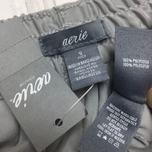 Aerie Silky Satin Gray Track Pants Joggers Lounge - Picture 6 of 8
